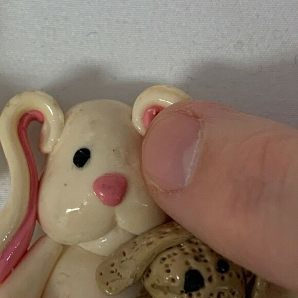 Vintage lot of 2 Easter Bunny Rabbit Brooch Pin - Picture 3 of 8